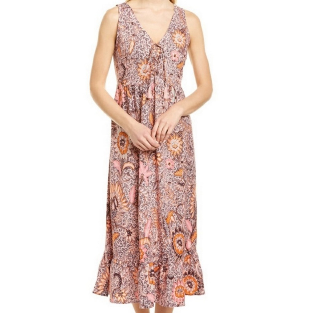 Madewell Lace-Up Ruffle-Hem Cottagecore Midi Dress in Bali Blooms W-718 Size 0
